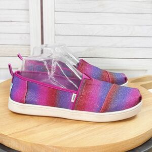 Toms Alpargata Gradient Glitter Rubber Sole Slip On Shoes Pink Purple‎ Girls 4.5
